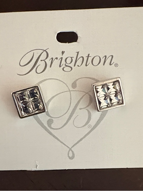 Brighton Jewelry - Brighton Spectrum Mini Post Earrings Silver-Tone Square Crystal Studs